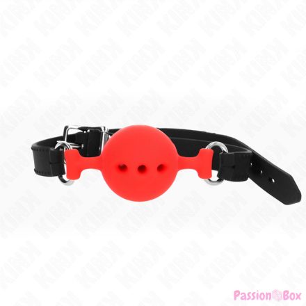 KINK - FULL SILICONE GAG 55 x 2 CM WITH 4.5 CM BALL SIZE M RED ADJUSTABLE 35-51 CM