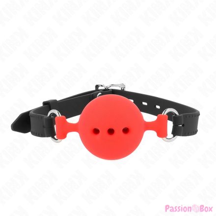 KINK - FULL SILICONE GAG 55 x 2 CM WITH 5 CM BALL SIZE L RED ADJUSTABLE 35-51 CM