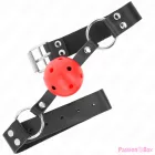 KINK - BREATHABLE BALL 4 CM GAG WITH DOUBLE RIVET RED 62.5 x 2.5 CM ADJUSTABLE 42-58 CM