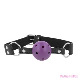   KINK - BREATHABLE BALL 4 CM GAG WITH DOUBLE RIVET PURPLE 62.5 x 2.5 CM ADJUSTABLE 42-58 CM