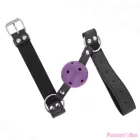 KINK - BREATHABLE BALL 4 CM GAG WITH DOUBLE RIVET PURPLE 62.5 x 2.5 CM ADJUSTABLE 42-58 CM