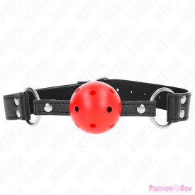   KINK - BREATHABLE BALL 4 CM GAG WITH DOUBLE RIVET LEATHER 62.5 x 2.5 CM ADJUSTABLE 42-58 CM