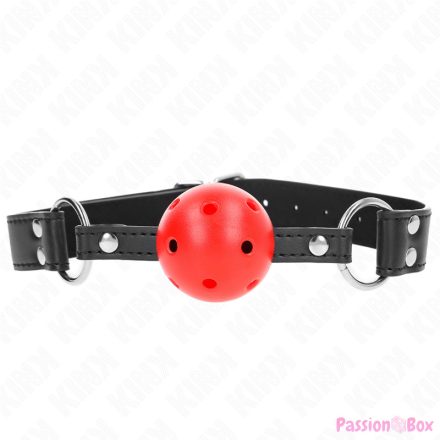 KINK - BREATHABLE BALL 4 CM GAG WITH DOUBLE RIVET LEATHER 62.5 x 2.5 CM ADJUSTABLE 42-58 CM