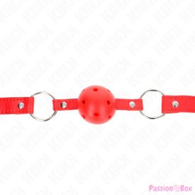   KINK - BREATHABLE BALL 4 CM GAG WITH DOUBLE RIVET MODEL 1 RED 62.5 x 2.5 CM ADJUSTABLE 42-58 CM