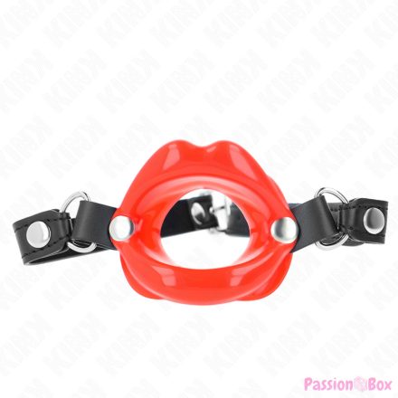 KINK - LIP 8 CM GAG WITH RED LEATHERETTE STRAP 63 x 2 CM ADJUSTABLE 39-58 CM