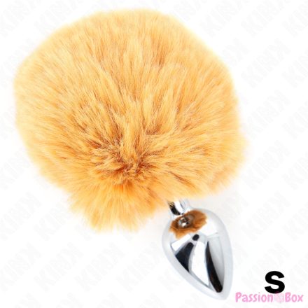 KINK - STAINLESS STEEL PLUG 7 x 3 CM WITH BEIGE FAUX FUR RABBIT TAIL 8 CM
