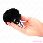 KINK - STAINLESS STEEL PLUG 7 x 3 CM WITH BLACK FAUX FUR RABBIT TAIL 8 CM