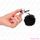 KINK - FAUX FUR BALL NIPPLE CLAMP BLACK 6 CM