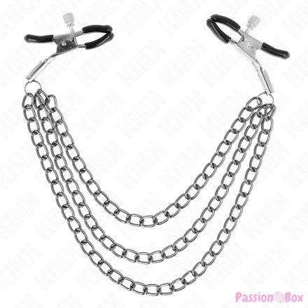 KINK - NIPPLE CLAMPS WITH 3 CHAINS BLACK 20/23/28 CM