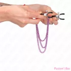 KINK - NIPPLE CLAMPS WITH 3 CHAINS PURPLE 20/23/28 CM
