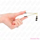 KINK - GOLD THIN NIPPLE CLAMPS WITH 3 BLACK GLASS BEADS 7 CM