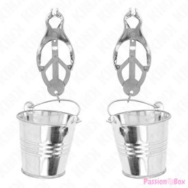 KINK - JAPANESE CLOVER NIPPLE CLAMPS WITH BUCKETS SILVER