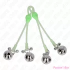 KINK - LUMINOUS SKULL NIPPLE CLAMPS WITH RING BELLS ADJUSTABLE GREEN / SILVER