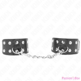 KINK - WRISTBANDS WITH DOUBLE LINE OF ADJUSTABLE STUDS BLACK