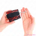 KINK - SHORT VELVET LACE WRIST RESTRAINTS AND NYLON BIND RED / BLACK 23 X 6.5 CM