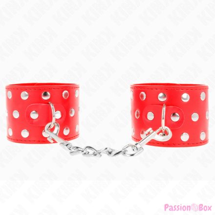 KINK - WRIST RESTRAINTS WITH SNAP FASTEN FULL OF RIVETS RED ADJUSTABLE 19-24 CM X 5.5 CM