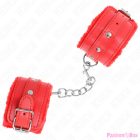 KINK - PREMIUM FUR LINED WRIST RESTRAINTS RED WITH RED BELT ADJUSTABLE 17-29 CM X 6 CM