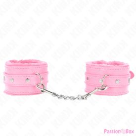   KINK - PREMIUM FUR LINED WRIST RESTRAINTS PINK WITH PINK BELT ADJUSTABLE 17-29 CM X 6 CM