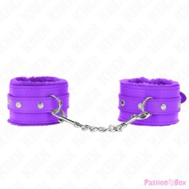   KINK - PREMIUM FUR LINED WRIST RESTRAINTS PURPLE WITH PURPLE BELT ADJUSTABLE 17-29 CM X 6 CM