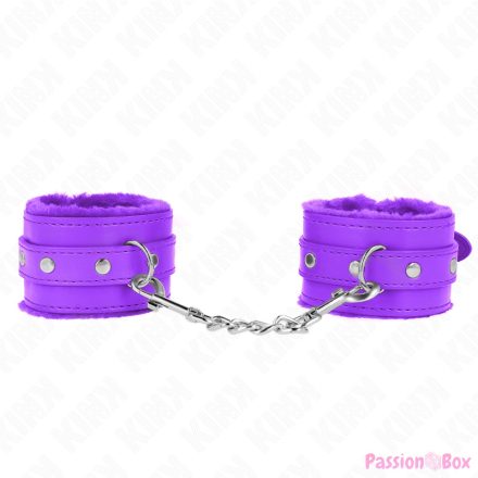 KINK - PREMIUM FUR LINED WRIST RESTRAINTS PURPLE WITH PURPLE BELT ADJUSTABLE 17-29 CM X 6 CM