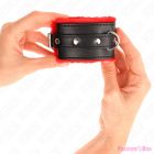 KINK - PREMIUM FUR LINED WRIST RESTRAINTS RED WITH BLACK BELT ADJUSTABLE 17-29 CM X 6 CM