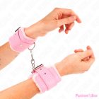 KINK - FUR LINED WRIST RESTRAINTS PINK WITH PINK BELT ADJUSTABLE 17-29 CM X 6 CM