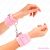 KINK - FUR LINED WRIST RESTRAINTS PINK WITH PINK BELT ADJUSTABLE 17-29 CM X 6 CM