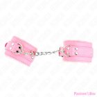 KINK - FUR LINED WRIST RESTRAINTS PINK WITH PINK BELT ADJUSTABLE 17-29 CM X 6 CM