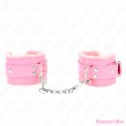 KINK - FUR LINED WRIST RESTRAINTS PINK WITH PINK BELT ADJUSTABLE 17-29 CM X 6 CM