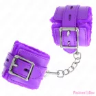 KINK - FUR LINED WRIST RESTRAINTS WITH SQUARE HOLES PURPLE AND PURPLE BELT ADJUSTABLE 17-29 CM X 6 CM