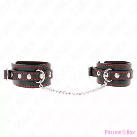 KINK - SMALL WRIST RESTRAINTS BLACK WITH RED LINING ADJUSTABLE 14-24 CM X 3.5 CM