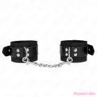 KINK - NYLON WRIST RESTRAINTS BLACK WITH LEATHER BELT BLACK ADJUSTABLE 19-29 CM X 5.1 CM