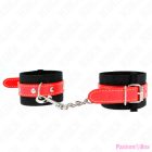 KINK - NYLON WRIST RESTRAINTS BLACK WITH LEATHERETTE RED ADJUSTABLE 19-24 CM X 5.5 CM