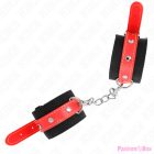 KINK - NYLON WRIST RESTRAINTS BLACK WITH LEATHERETTE RED ADJUSTABLE 19-24 CM X 5.5 CM
