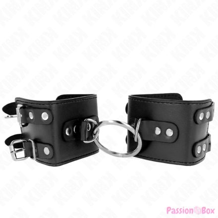 KINK - FIXED WRIST RESTRAINTS WITH RING AND STUDS ADJUSTABLE BLACK 17-22 CM X 6.5 CM
