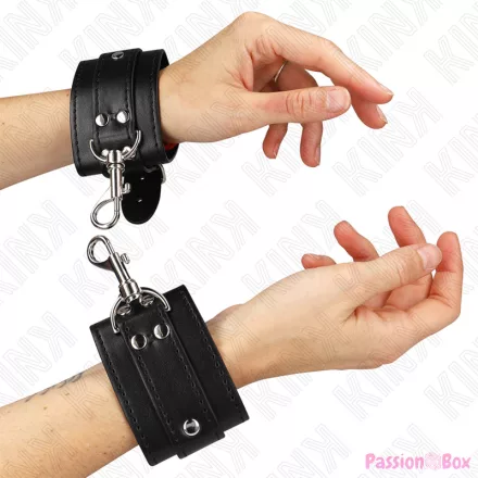 KINK - LOCKABLE DUNGEON WRIST RESTRAINTS BLACK ADJUSTABLE 21-28 CM X 5.5 CM
