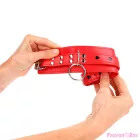 KINK - RED WRIST RESTRAINTS WITH BLACK HEART INLAY ADJUSTABLE 21-28 CM X 5.5 CM