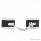 KINK - BLACK WRIST RESTRAINTS WITH WHITE DECORATE LACE ADJSUTABLE 20-23 CM X 5.5 CM