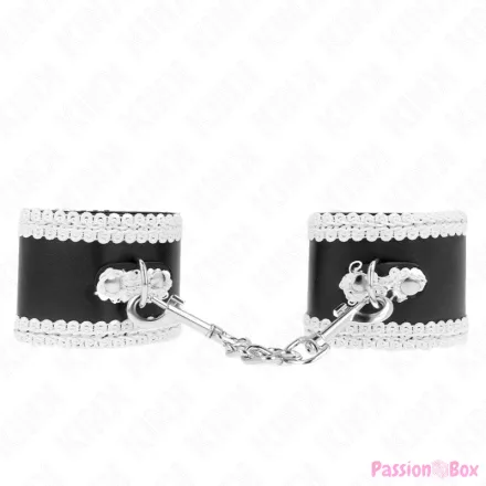 KINK - BLACK WRIST RESTRAINTS WITH WHITE DECORATE LACE ADJSUTABLE 20-23 CM X 5.5 CM