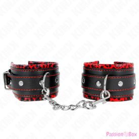   KINK - FUR LINED WRIST RESTRAINTS RED / BLACK ADJUSTABLE 17-29 CM X 6 CM