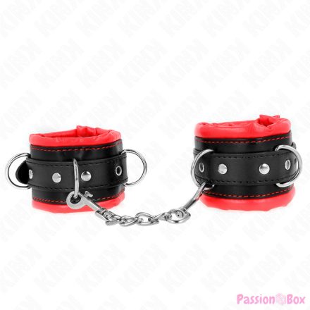 KINK - HEAVY WRIST RESTRAINTS WITH RED FUR LINED ADJUSTABLE 20-30 CM X 6 CM