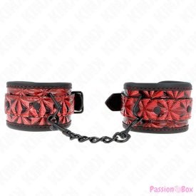   KINK - DIAMOND PATTERN WRIST RESTRAINTS DARK RED ADJUSTABLE 17-26 CM X 5.5 CM