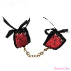 KINK - SCANDAL WRIST RESTRAINTS RED-BLACK LACE DETAILS 24.5 CM X 6.5 CM
