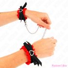 KINK - LACE ELASTIC WRIST RESTRAINTS RED HEART DETAILS ADJUSTABLE 22-35 CM