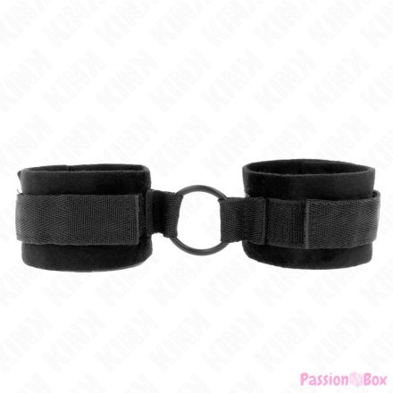 KINK - BEGINNER FUR HAND CUFFS 25 CM WITH O-RING 4 CM BLACK ADJUSTABLE 15-25 CM