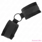 KINK - BEGINNER FUR HAND CUFFS 25 CM WITH O-RING 4 CM BLACK ADJUSTABLE 15-25 CM