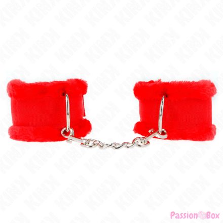 KINK - FURRY LINED WRIST RESTRAINTS RED ADJUSTABLE 17-31 CM X 7 CM