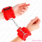 KINK - FURRY LINED WRIST RESTRAINTS RED ADJUSTABLE 17-31 CM X 7 CM