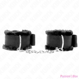   KINK - FURRY LINED WRIST RESTRAINTS BLACK ADJUSTABLE 17-31 CM X 7 CM