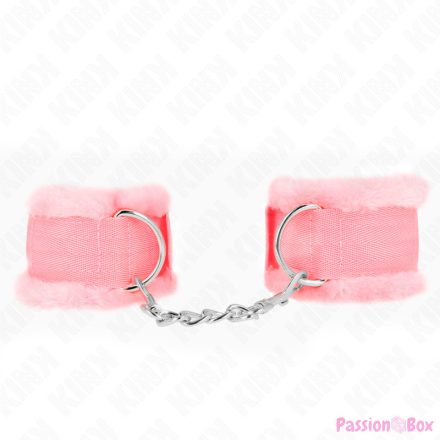 KINK - FURRY LINED WRIST RESTRAINTS PINK ADJUSTABLE 17-31 CM X 7 CM